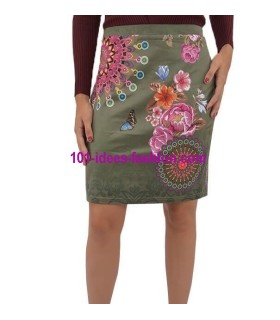 Mini skirt suede print floral ethnic 101 idées 0360W store uk