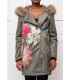 Long coat in suede hood with raccoon fur print ethnic brand 101 idees