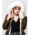 Parka khaki with hood and removable fur G20WV