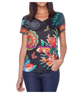 boho chic camiseta top floral etnica 101 idées 455P ropa fashion de mujer