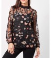 T-shirt top lace winter embroidered 101 idées 3910Z