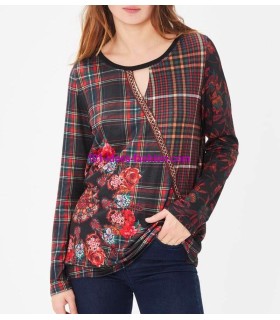 buy now T-shirt top winter floral ethnic 101 idées 21132W clothes for
