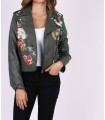 jacket Faux leather perfecto print ethnic floral 101 IDEES 1943Z