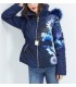 buy now coat short quilted print floral fur hood brand 101 idees