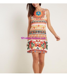 buy dress ethnic floral print summer 101 idées 'Biel' clothes for