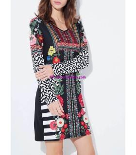 buy Dress floral ethnic winter 101 idées 'Oulainen' clothes for women